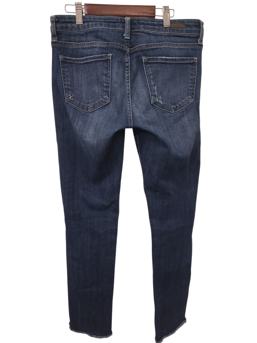 KUT from the Kloth Cameron Straight Jeans Size 4 Distressed Medium Wash Raw Hem - Picture 3 of 9